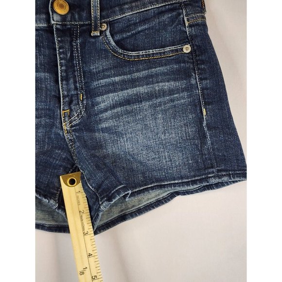 American Eagle Jean Shorts Womens Size 2 Blue Denim Stretch Embroidered Pockets - Picture 6 of 12